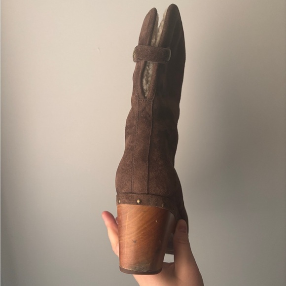 UGG Women's Lynnea Shearling Ankle Clog Boots Sheepskin Fold-Over Lining Size 10 - Picture 5 of 16